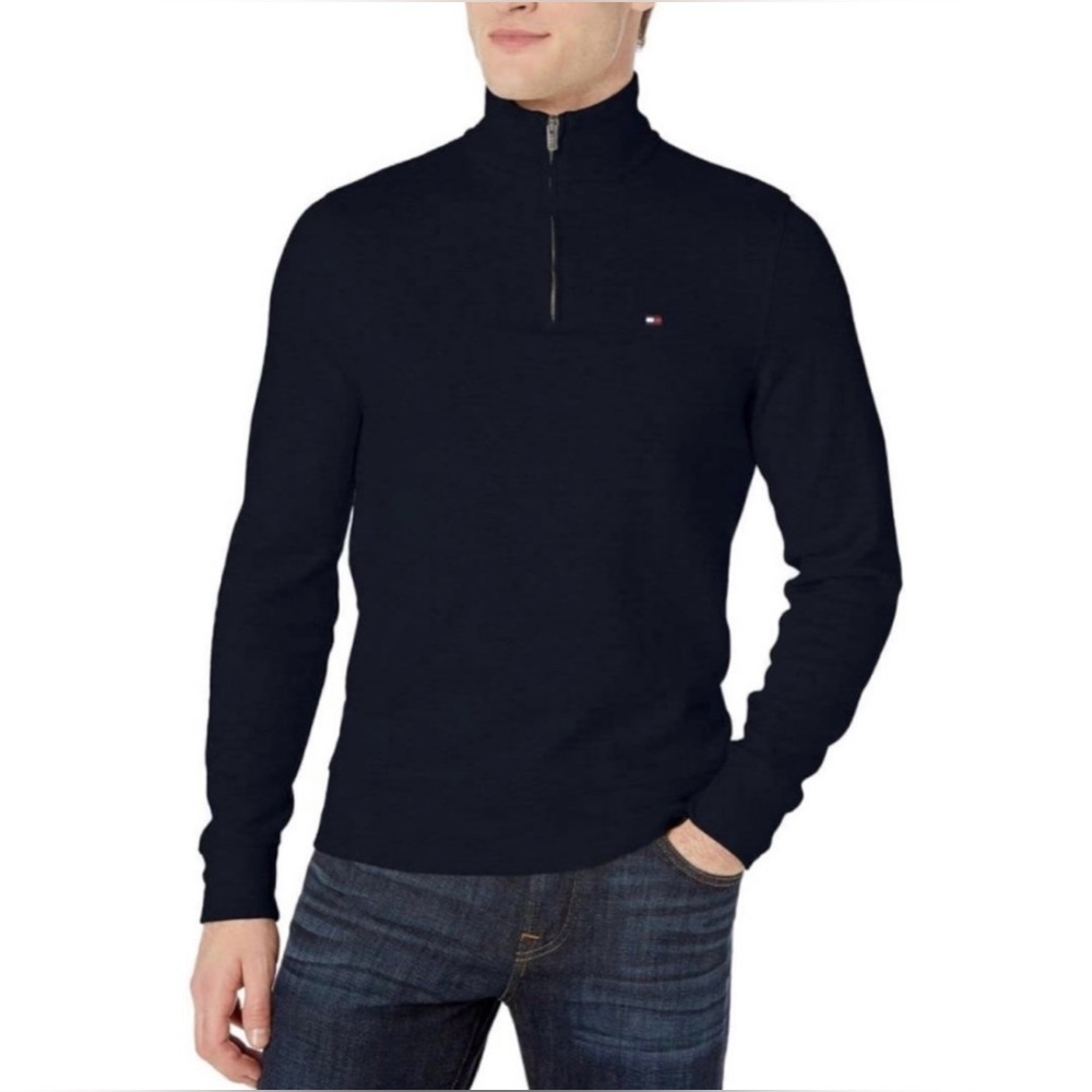 NWT Tommy Hilfiger Men's Long Sleeve Fleece Quarter Zip Pullover Size XXL - Picture 1 of 7